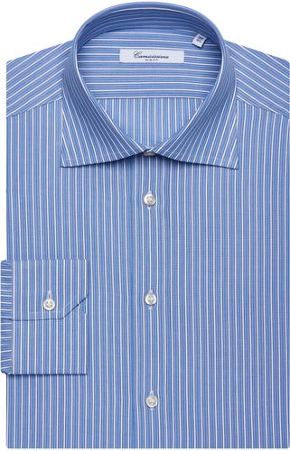 CAMICIA FANTASIA AZZURRA A RIGHE, SLIM FRANCESE