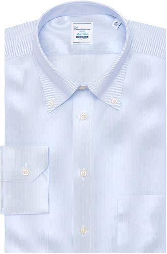 CAMICIA LISBONA AZZURRA A RIGHE SOTTILI, COLLO BUTTON DOWN E VESTIBILITIà SLIM LISBON BUTTON DOWN