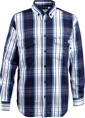 FR Plaid Long Sleeve Twill Shirt - 3X Navy Plaid, Size S