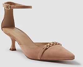 Diana Suede Chain Kitten Heel Pumps