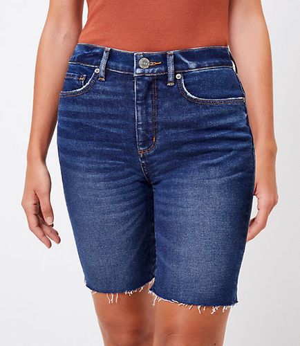 The Curvy Fresh Cut Denim Bike Short in Dark Wash