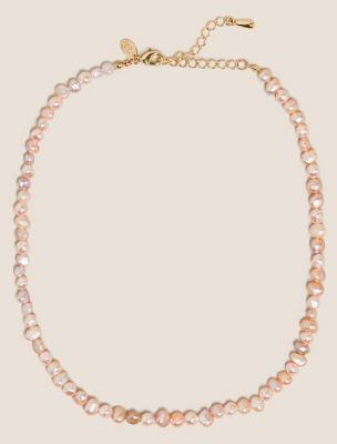 Marks & Spencer Short Mini Freshwater Pearl Necklace - Pink - One Size