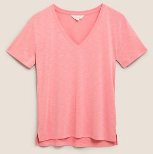 Marks & Spencer Modal Regular Fit T-Shirt - Candy - US 2 (UK 6)