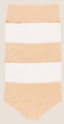 Marks & Spencer 5pk No VPL Microfibre Low Rise Shorts - Nude Mix - US 16 (UK 20)