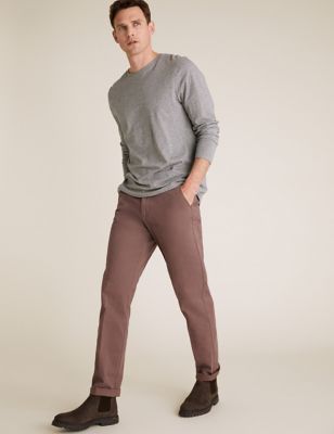 Marks & Spencer Regular Fit Stretch Chinos - Mauve - 30in waist