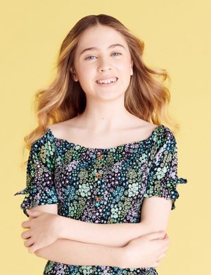 Floral Print Shirred Top (6-14 Yrs) - Multi - 7-8 Years