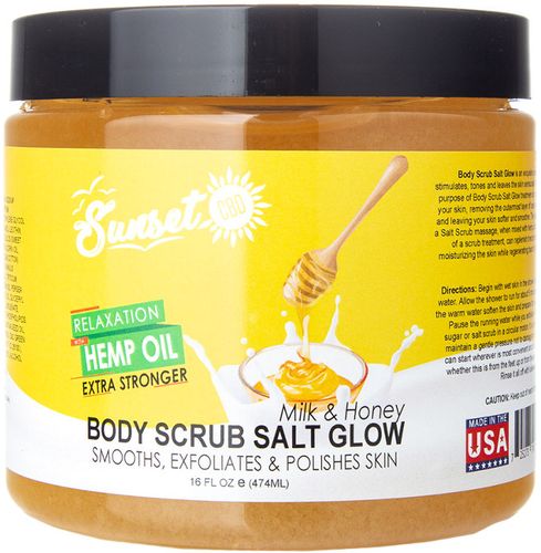 Sunset CBD 16oz. Milk & Honey CBD Body Scrub Salt Glow