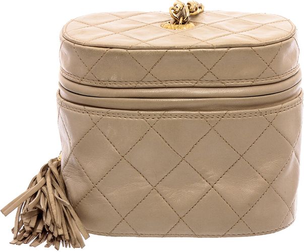 Chanel Beige Lambskin Leather Vintage Tassel Mini Vanity