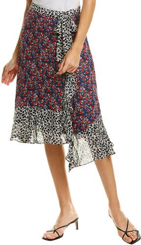 Parker Collins Combo Silk-Blend Midi Skirt