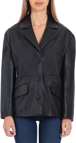 Badgley Mischka Single-Breasted Leather Blazer