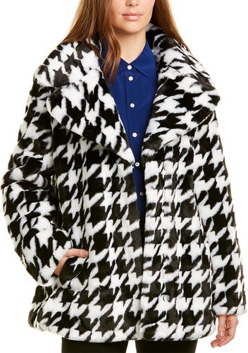 Avec Les Filles Houndstooth Fuzzy Coat