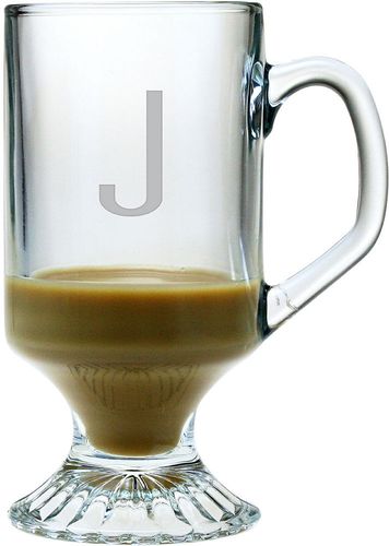 Susquehanna Glass Set of 4 10oz Block Monogrammed Coffee Mugs