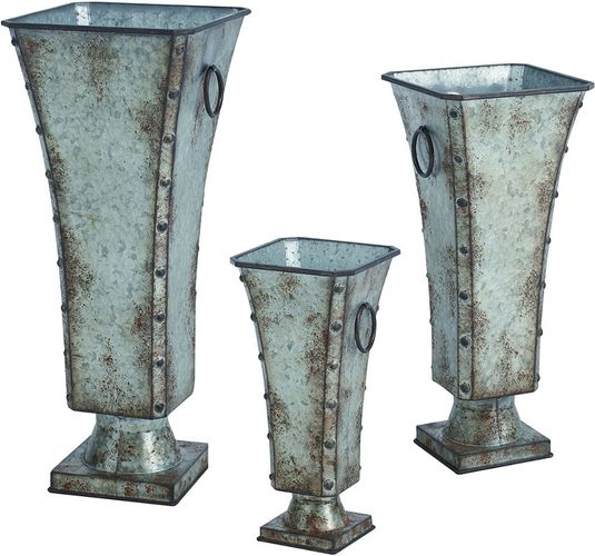Set of 3 Transpac Metal Silver Spring Regal Containers
