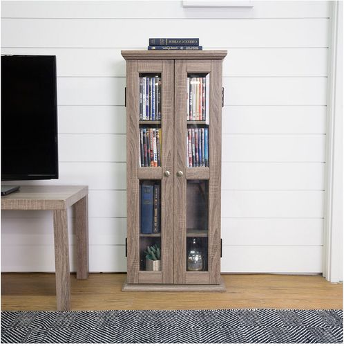 Hewson 41in Wood Media Storage Tower Cabinet
