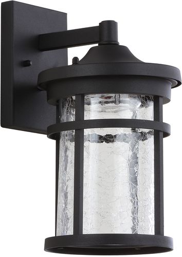 Jonathan Y Campo 11.5in Outdoor Wall Lantern Crackled Glass Metal Integrated LED Sconce