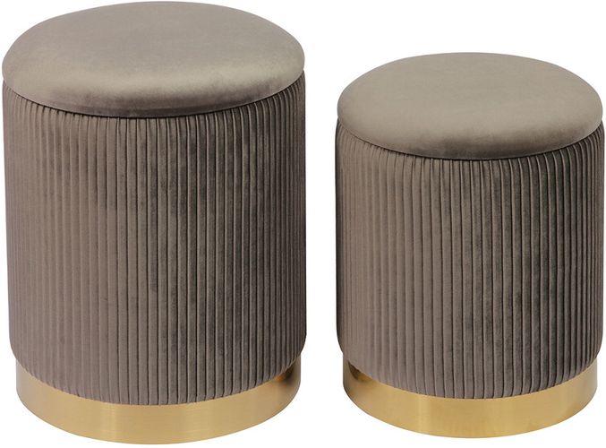 Verlaine Set of 2 Channeled Grey Storage Ottomans