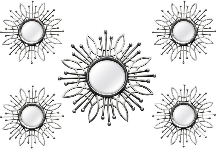 Stratton Home Decor 5Pc Silver Burst Wall Mirror