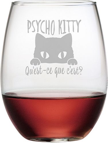 Susquehanna Glass Psycho Kitty Stemless Wine & Gift Box