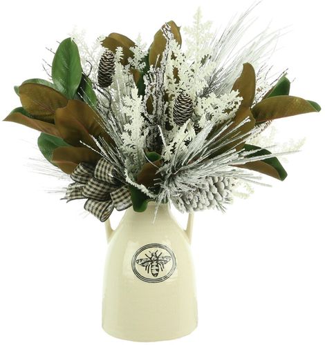 Creative Displays  Magnolia Leaves White Pick Arrangement