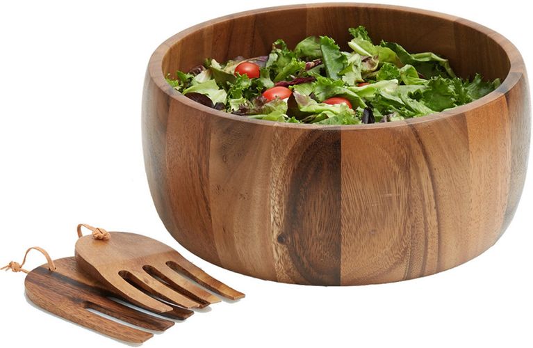 Woodard & Charles Acacia Salad Bowl with Salad Hands