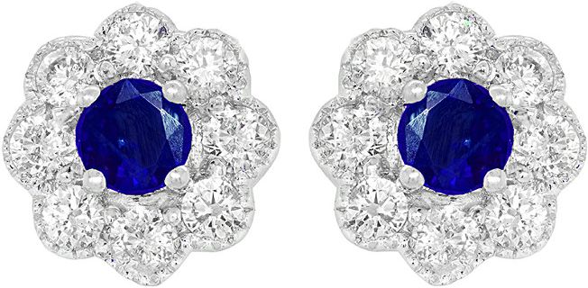 Diana M. Fine Jewelry 14K 0.71 ct. tw. Diamond & Sapphire Earrings