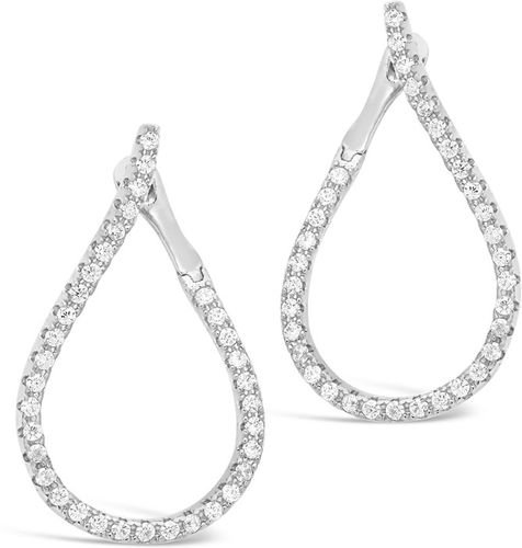 Sterling Forever Rhodium Plated CZ Studded Drop Earrings