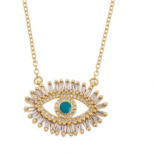 Eye Candy Los Angeles The Luxe Collection 14K Over Silver CZ Evil Eye Necklace