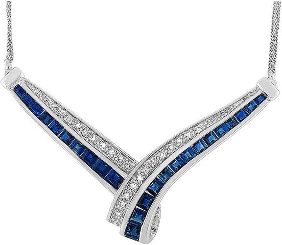 LB Exclusive 14K 1.10 ct. tw. Diamond & Sapphire Necklace