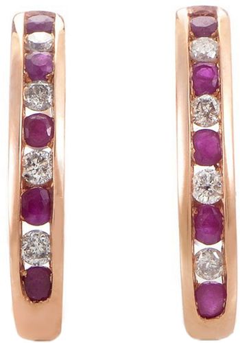 14K Rose Gold 0.85 ct. tw. Diamond & Ruby Earring