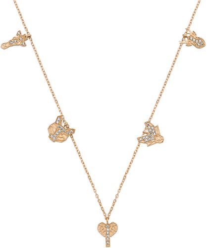 Amorium 18K Rose Gold Over Silver CZ Charms Necklace