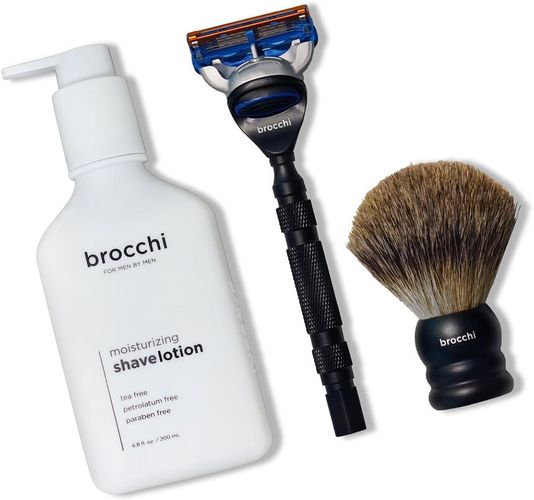 BROCCHI Smooth Shave Kit & Moisturizing Shave Lotion Bundle