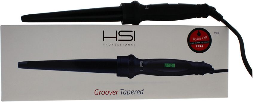 HSI Professional Black Groover Tapered Ceramic Curling Wand