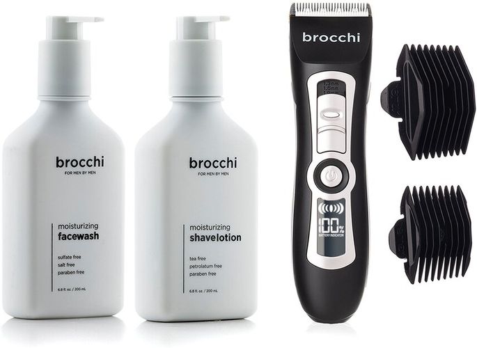 BROCCHI Electric Trimmer, Moisturizing Face Wash & Shave Lotion Bundle