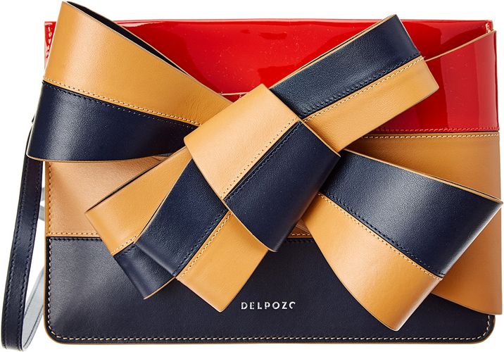 Delpozo Large Bow Leather Clutch Crossbody