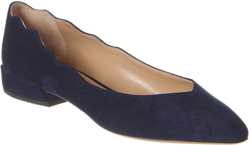 Chloe Laurena Scalloped Suede Ballerina Flat