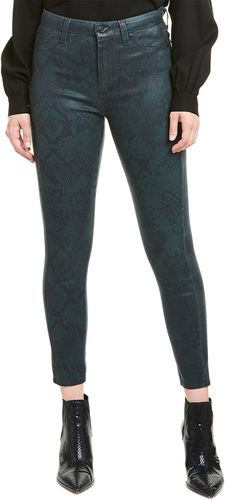7 For All Mankind Green Python High-Rise Ankle Skinny Leg Jean