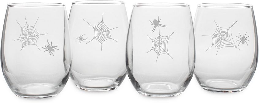 susquehanna Set of 4 Arach-NO-Phobia Assortment Stemless Wine Glasses