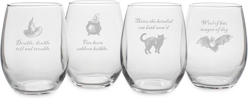 susquehanna Set of 4 Toil & Trouble Assortment Stemless Wine Glasses