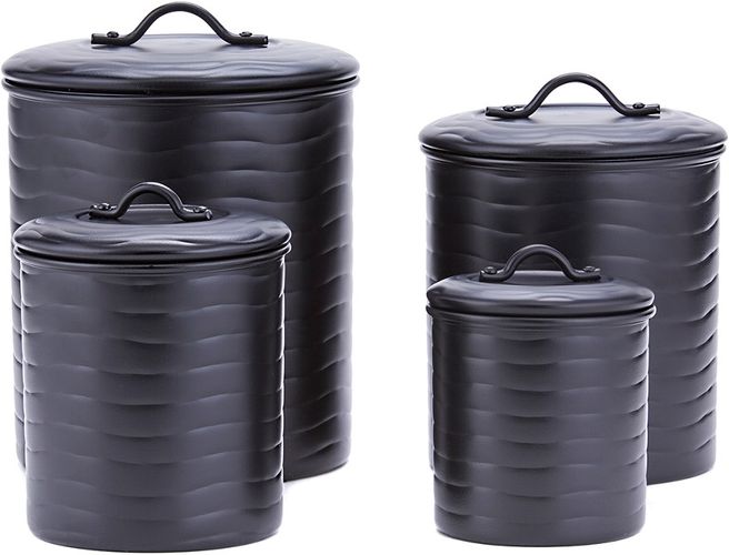 Old Dutch 4pc Wave Matte Black Canister Set