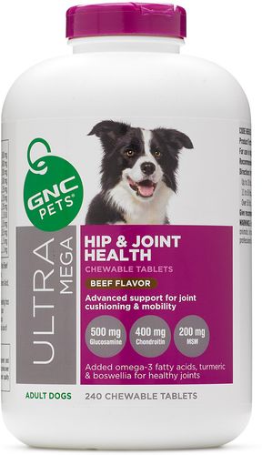 GNC Pets Ultra Mega Hip & Joint Health Beef Flavor Chewable Tablets Dog Supplement, 240-ct
