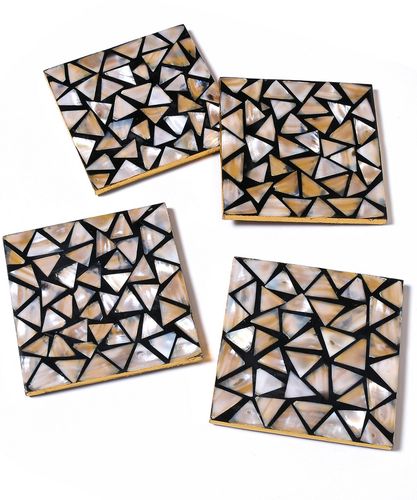 Tiramisu Mother Of Pearl Coaster Mosaic Pattern- Set Of 4
