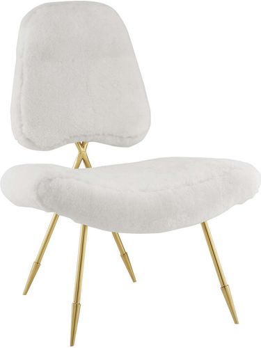 Modway Ponder Upholstered Sheepskin Fur Lounge Chair