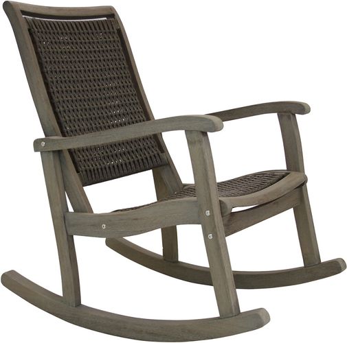 Outdoor Interiors Grey Wash Eucalyptus & Driftwood Grey Wicker Rocking Chair