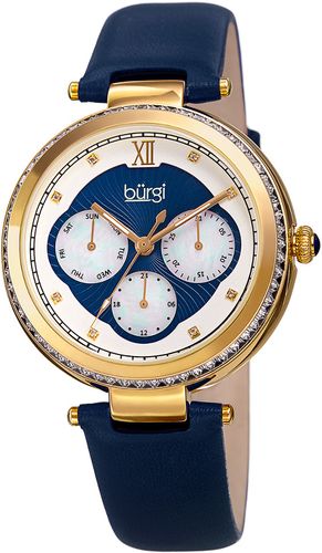 Burgi Women's Diamond Marker Leather Watch