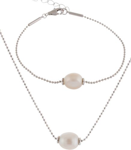 Splendid Pearls Rhodium Over Silver 8-9mm Pearl Necklace & Bracelet Set