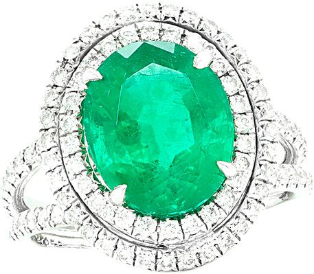 Diana M. Fine Jewelry Platinum 6.22 ct. tw. Diamond & Emerald Ring