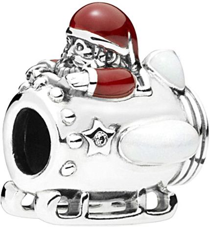 PANDORA Moments Silver CZ & Enamel Santa Rocketship Charm