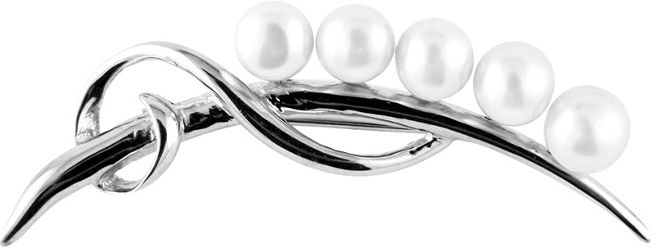 Rhodium Plated Silver 5-5.5mm Freshwater Pearl Brooch