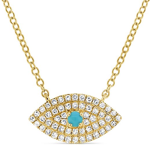 Sabrina Designs 14K 0.18 ct. tw. Diamond & Turquoise Evil Eye Necklace