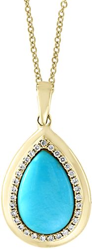 Effy 14K 1.71 ct. tw. Diamond & Turquoise Pendant Necklace